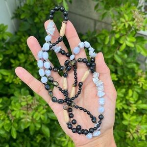 Blue lace agate and blue tigers eye necklace